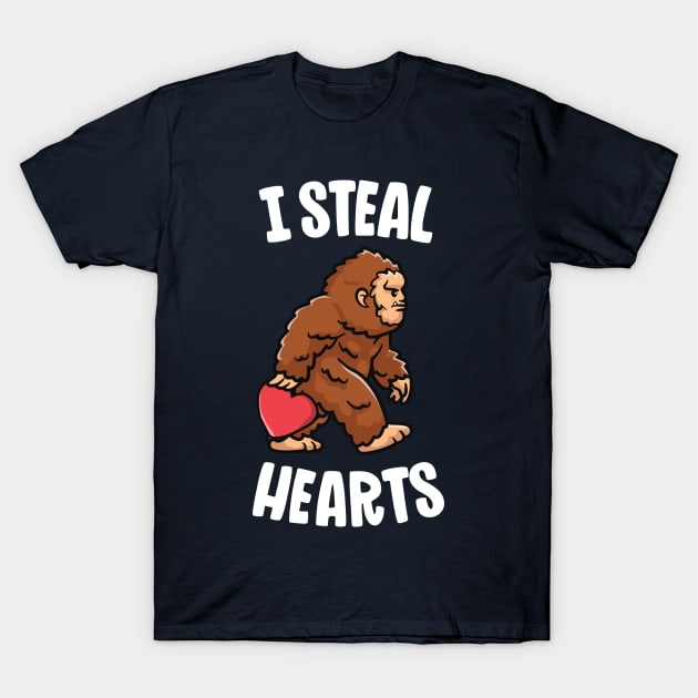 Bigfoot Valentines Day I Steal Hearts Funny Sasquatch Boys T-Shirt by 14thFloorApparel